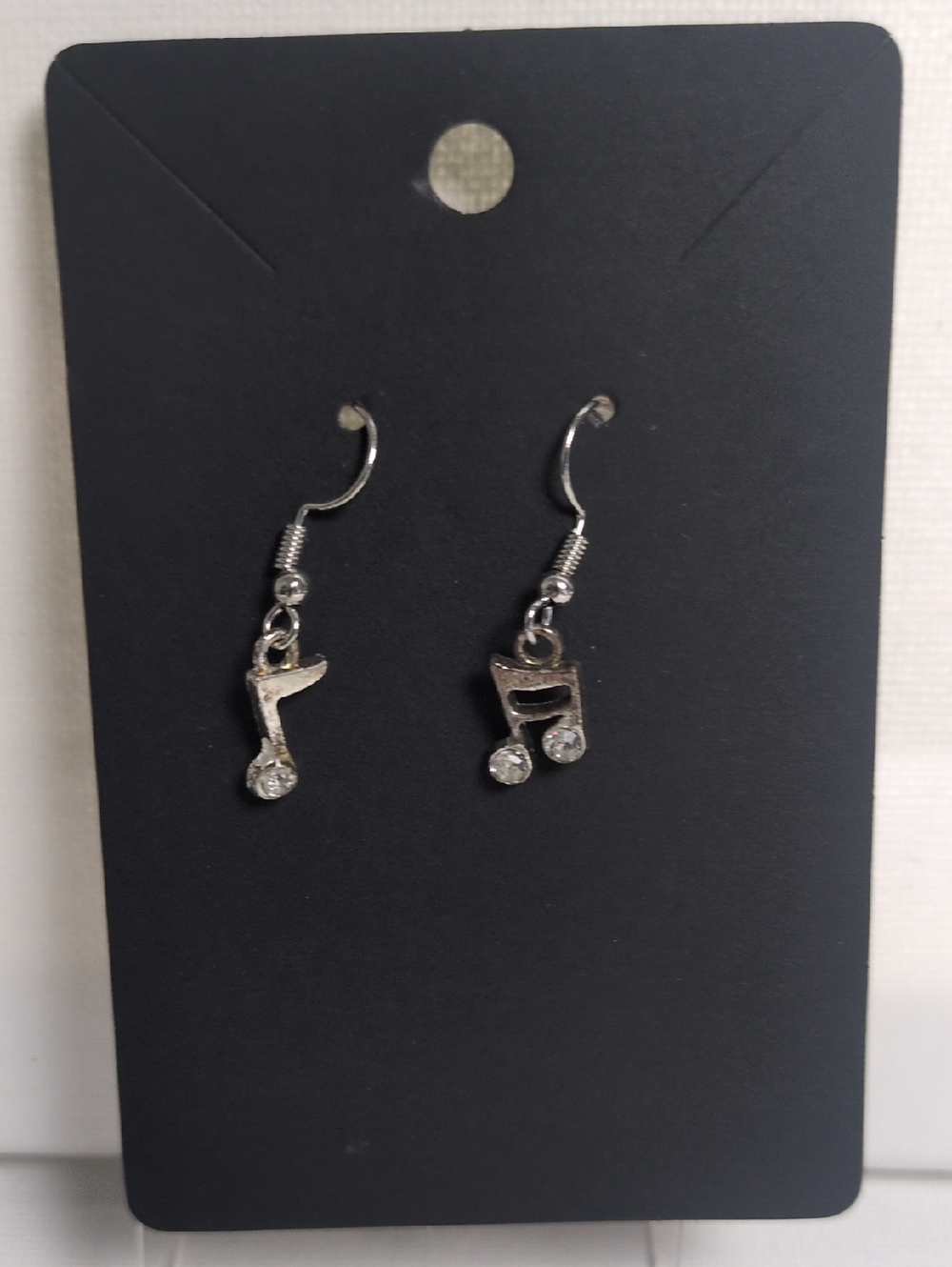 Silver Musical Note Dangle Earrings